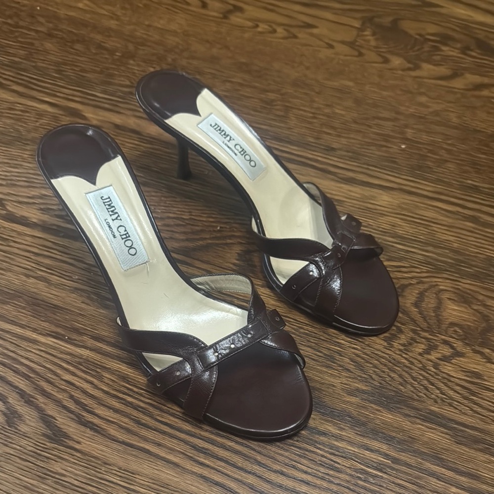 Jimmy Choo Brown Leather Women's Heels